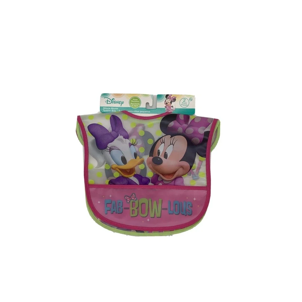 Disney 2 pk Minnie Mouse‎ Toddler Bibs Water Resistant NEW